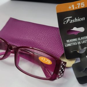Fashion Reading Glasses +1.75 with Protective Pouch