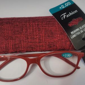 Fashion Reading Glasses +2.00 with Protective Pouch