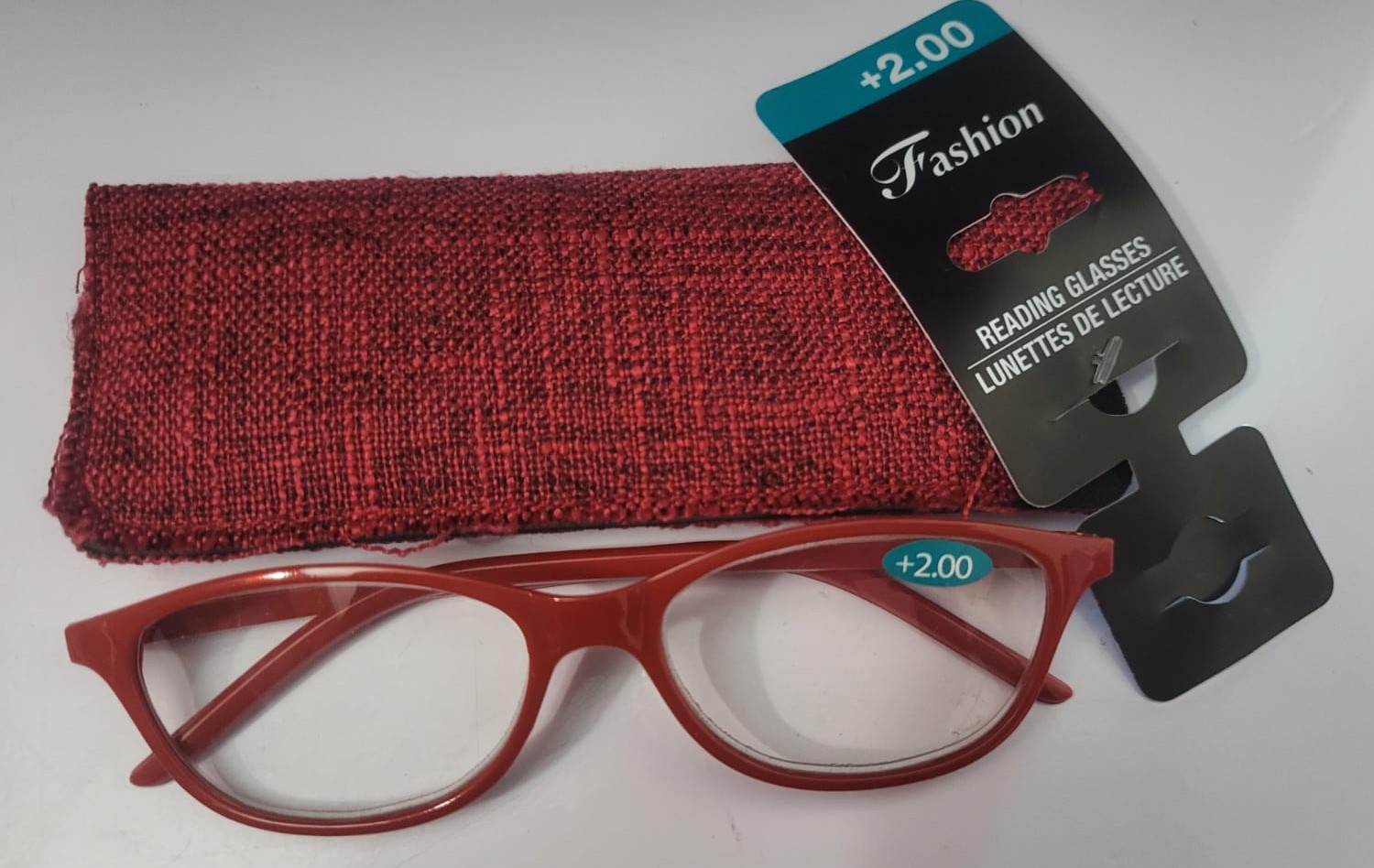 Red Fashion Glasses with case +2